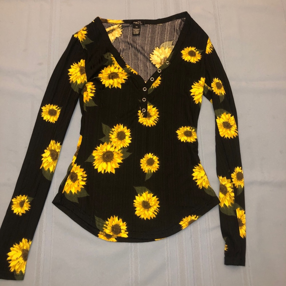 Black Sunflower Long Sleeve Shirt